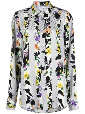Off-White chemise à fleurs - Gris