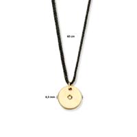 Zwart Katoenen Collier met 14k Goud en Diamant 0.005ct - 60 cm