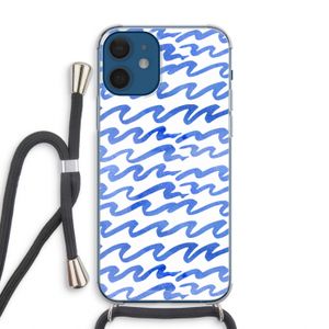 Blauwe golven: iPhone 12 Transparant Hoesje met koord