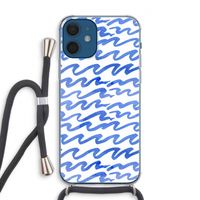 Blauwe golven: iPhone 12 Transparant Hoesje met koord