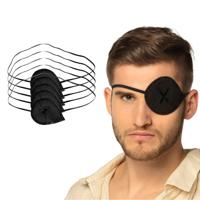 Piraten ooglapjes Luxe - zwart - 50x stuks - met elastiekje - kunststof - kinderen en volwassenen