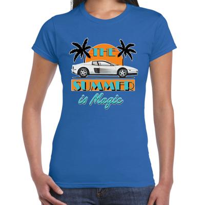 Toppers verkleed T-shirt dames - The summer is Magic - blauw - Miami auto - Tropische feestkleding Toppers verkleed T-shirt dames - The summer is Magic - blauw - Miami auto - Tropische feestkleding