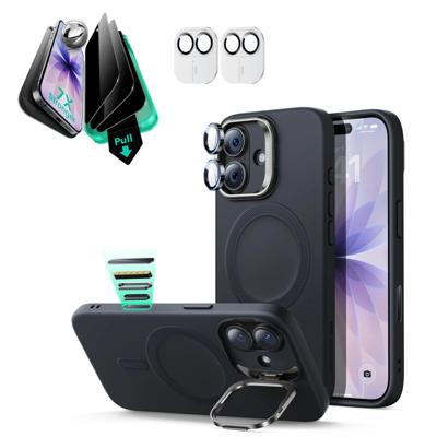 iPhone 17 Cloud Soft Magnetic Case (Camera Control, Stash Stand) Armorite Privacy Protection Bundle - Black