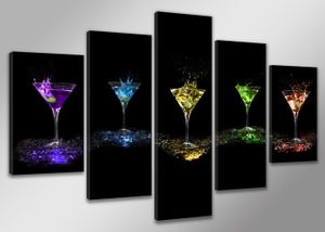 Schilderij - Cocktails, Multi-gekleurd, 200X100cm, 5luik