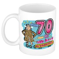 Cadeau / Verjaardag mok 70 jaar - vrouw - rollator- keramiek - vrouwen cadeautjes