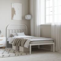 Bedframe met hoofdbord metaal wit 100x190 cm - thumbnail