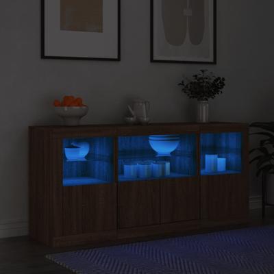Dressoir met LED-verlichting 142,5x37x67 cm bruin eikenkleur