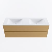MONDIAZ VICA 140cm badmeubel onderkast Oro 2 lades. Wastafel CLOUD dubbel 2 kraangaten, kleur Talc.