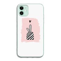 Zwart-wit cactus: iPhone 11 Transparant Hoesje