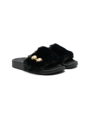Balmain Kids claquettes à design texturé - Noir