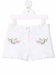 Stella McCartney Kids short en jean à fleurs brodées - Blanc