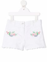 Stella McCartney Kids short en jean à fleurs brodées - Blanc - thumbnail