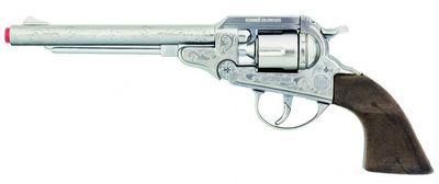 Gonher Speelgoed revolver cowboy 8 schots 27,5 cm zilver