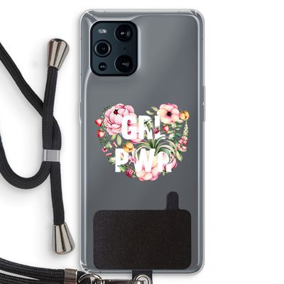GRL PWR Flower: Oppo Find X3 Transparant Hoesje met koord