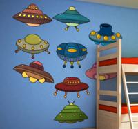 Sticker kind ufo´s kleuren