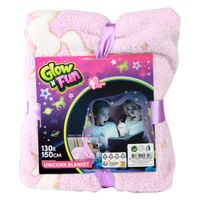 Toi-Toys Glow N fun Glow in the Dark Deken Eenhoorn, 130x150cm - thumbnail