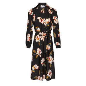 Morgan gebloemde blousejurk zwart/lichtorze/oranje