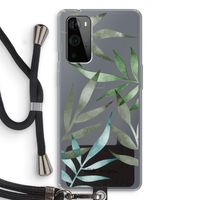 Tropical watercolor leaves: OnePlus 9 Pro Transparant Hoesje met koord