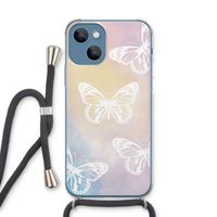 White butterfly: iPhone 13 Transparant Hoesje met koord