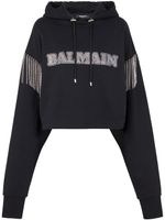 Balmain hoodie en coton biologique à franges - Noir - thumbnail