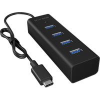 ICY BOX ib-hub1409-c3 usb-hub (zwart, 4x usb-a 3.2 (5 gbit/s), 1x usb-c 3.2 (5 gbit/s))