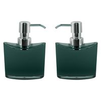 MSV Zeeppompje/dispenser Aveiro - 2x - PS kunststof - donkergroen/zilver - 11 x 14 cm - 260 ml - Zeeppompjes