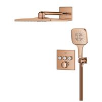 Grohe Smartcontrol Thermostatisch Inbouw Douchekraan Shower-Set Vierkant Warm Sunrise Geborsteld Grohe Smartcontrol Thermostatisch Inbouw Douchekraan Shower-Set Vierkant Warm Sunrise Geborsteld