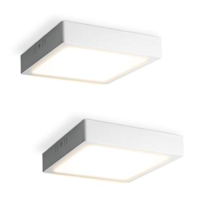 Set van 2 Carolina opbouwspots vierkant - 12 Watt 1160 Lumen - Wit - 2700K warm wit - LED downlight - IP20 stofdicht - 160mm