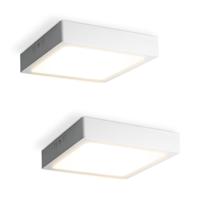 Set van 2 Carolina opbouwspots vierkant - 12 Watt 1160 Lumen - Wit - 2700K warm wit - LED downlight - IP20 stofdicht - 160mm