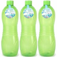 Plasticforte Drinkfles/waterfles/bidon - 3x - 1500 ml - transparant/groen - kunststof - Drinkflessen - thumbnail