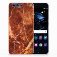 Huawei P10 Plus TPU Siliconen Hoesje Marmer Bruin - thumbnail