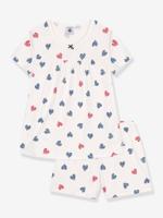 Pyjama short kinderdruk met harten PETIT BATEAU wit Pyjama short kinderdruk met harten PETIT BATEAU wit