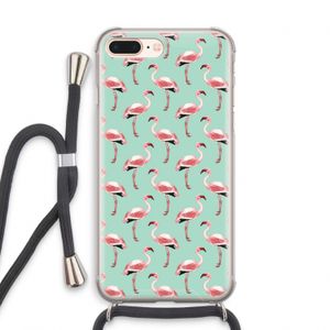 Flamingoprint groen: iPhone 8 Plus Transparant Hoesje met koord