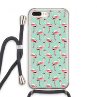 Flamingoprint groen: iPhone 8 Plus Transparant Hoesje met koord