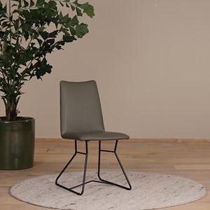Set van 6 olijf kleur leren eetkamerstoelen Roos