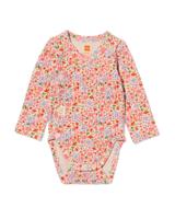 HEMA Newborn Meegroei Overslagromper Rib Bloemen Ecru (ecru)