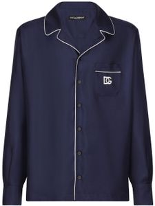 Dolce & Gabbana chemise en soie DG Essentials à patch logo - Bleu