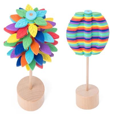 Massief houten roterende Lollipop Fischer serie creatieve ornamenten decompressie Toy decompressie artefact (bladeren)