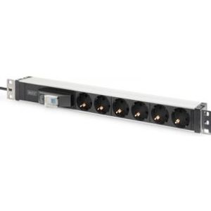 Digitus DN-95417 energiedistributie 1U Zwart, Zilver 6 AC-uitgang(en)