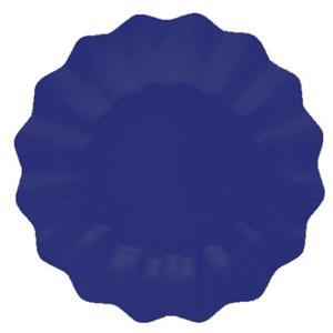 Feestbordjes met schulprand - 8x - marine blauw - rond - karton - 27cm