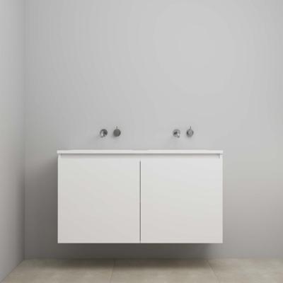 On-Line Onderkast - 120 cm - Bouwpakket - Greeploos 2 Deuren - Acryl Wastafel - zonder Kraangat - Hoogglans Wit