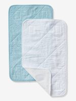 Set van 2 matrasopleggers Basics blauwgrijs + wit Set van 2 matrasopleggers Basics blauwgrijs + wit