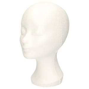 Paspop display etalage hoofd/mannequin - 1x - 30 cm - piepschuim - wit - voor hoeden/pruiken/accesso