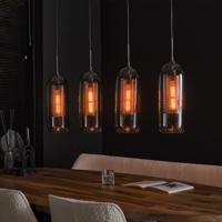 LifestyleFurn Hanglamp Jaida 4-lamps, smoke-glas - Artic zwart - thumbnail