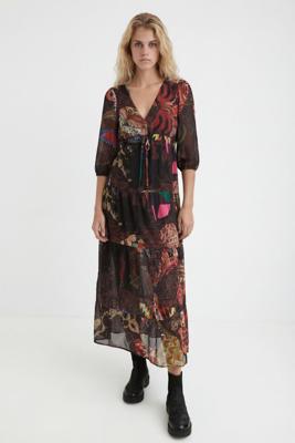 Lange boho-jurk - BROWN - M Lange boho-jurk - BROWN - M