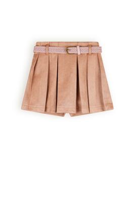NoNo Meisjes broek / rok suede met riem - Sella - Taupe