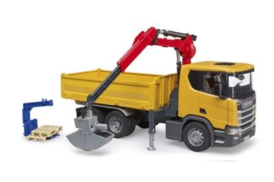 Bruder Scania Super 560R bouwvrachtwagen+ kraan, 2 pallets