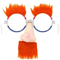 Carnaval verkleed bril - met oranje snor en neus - thema oranje feest