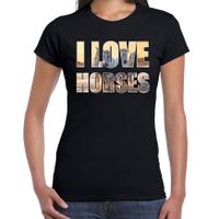 I love horses / paarden dieren t-shirt zwart dames