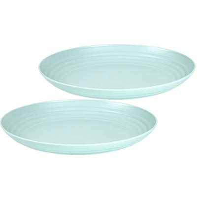Plasticforte Rond bord/camping bord - Set van 2x stuks - D25 cm - mintgroen - kunststof